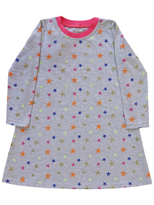 Платье "Единорог" с яркими звёздами - Размер 116 - Цвет серый - Картинка #3